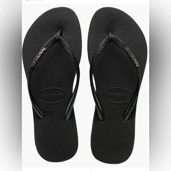 Havianas Slim Sparkle Flip Flop Black Size 6 (Women) - Picture 3 of 6
